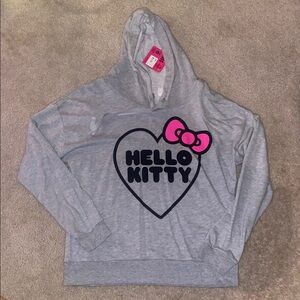 Hello Kitty Front & Back Graphic Long Sleeve Hooded Top